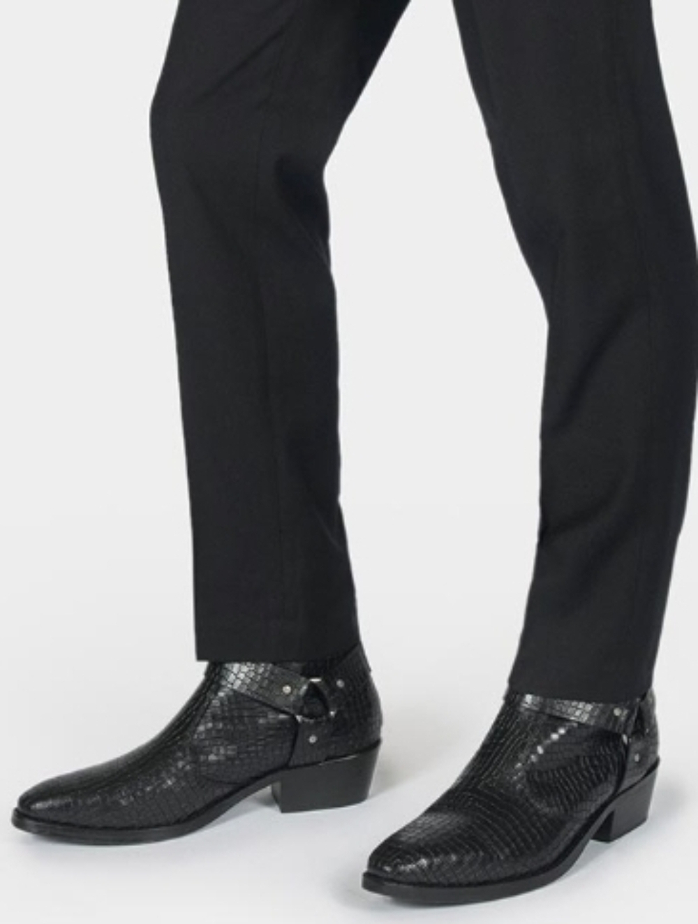 Straight To Hell 'Libertine' Snakeskin Leather Harness Boots - Size 14